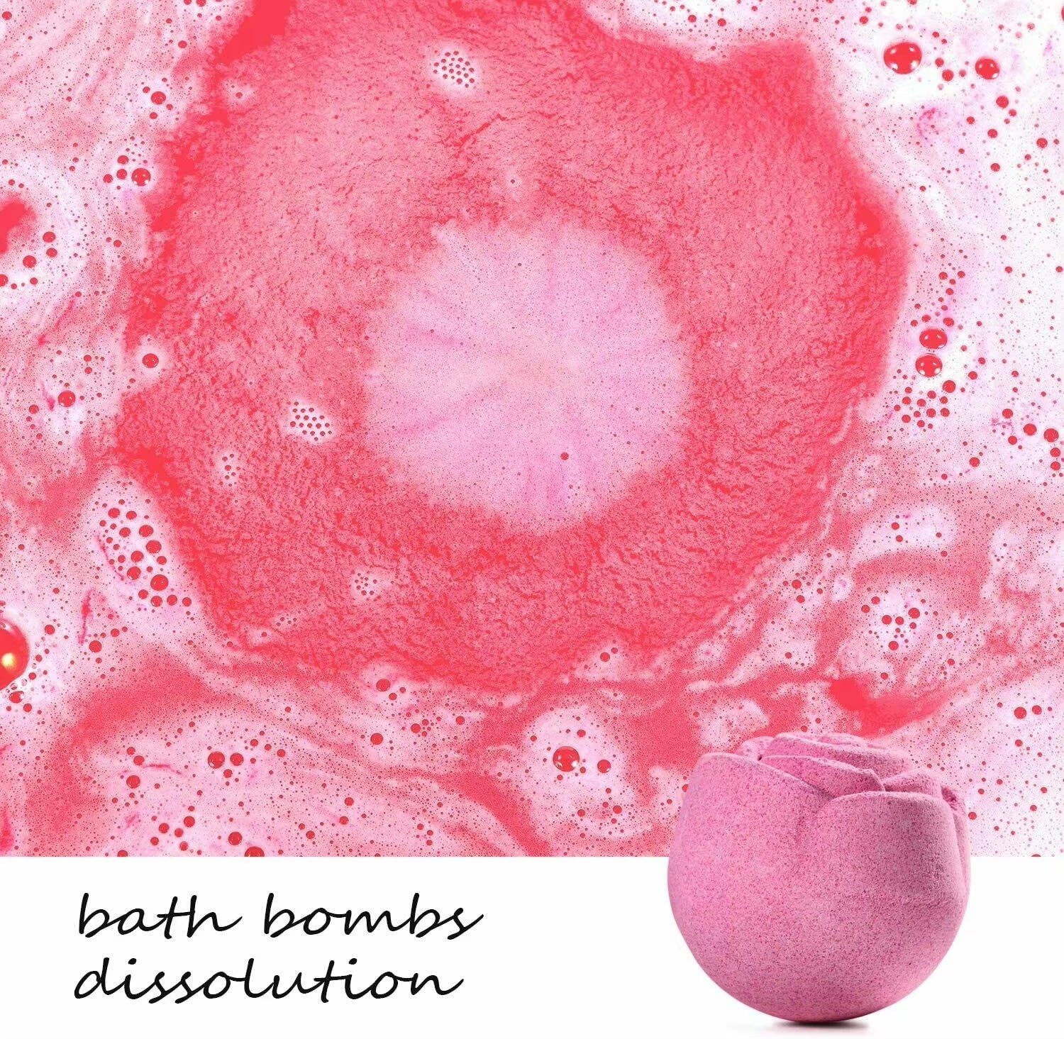 6Pcs Bath Bombs Gift Set in Rose Fragrance, Home Spa Bath Fizzies Gift Set for Women