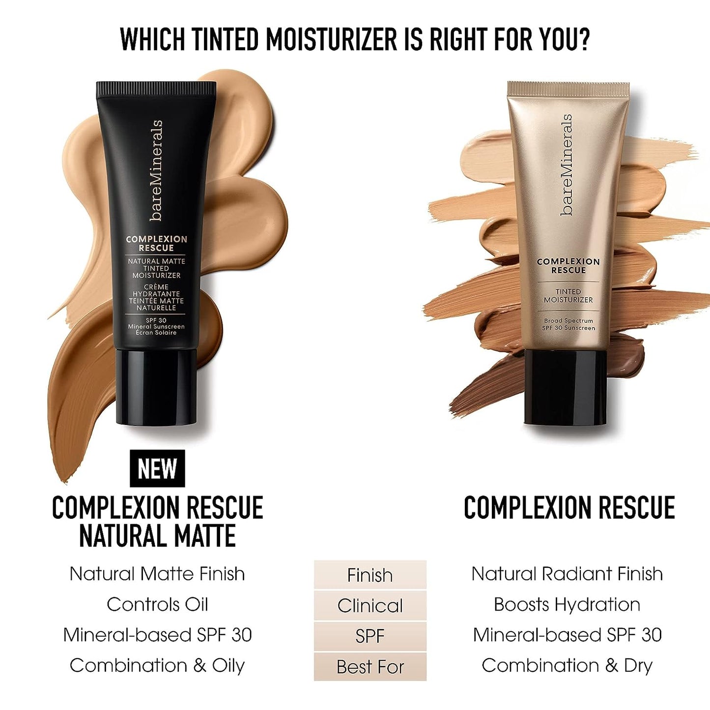 Complexion Rescue Tinted Moisturizer for Face with SPF 30 + Hyaluronic Acid, Hydrating Tinted Mineral Sunscreen for Face, Skin Tint, Vegan