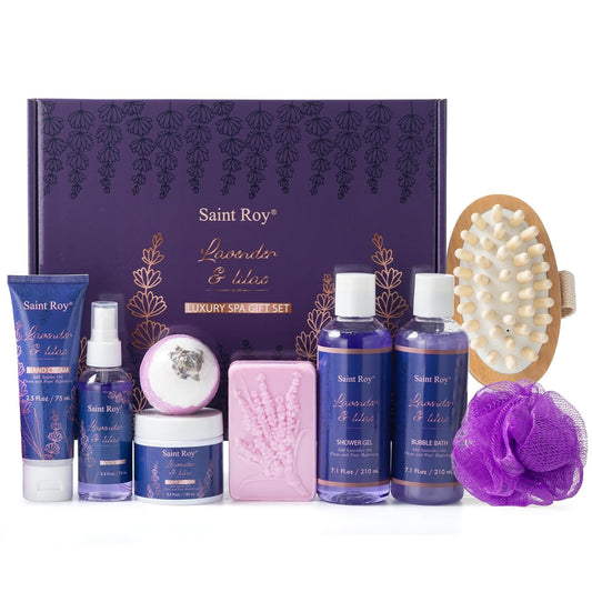 Lavender Relaxing Spa Gifts Basket Set for Women, Self Care