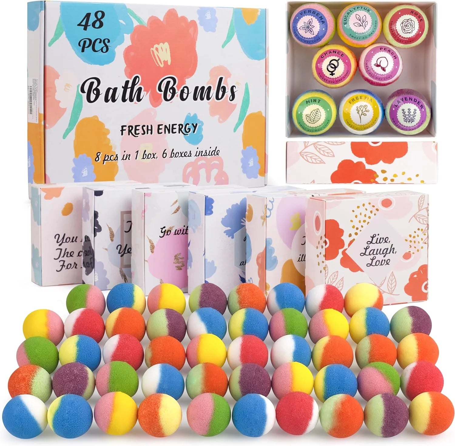 48 Pcs Bath Bombs, Natural & Organic for Bath Bomb Gift Set Women