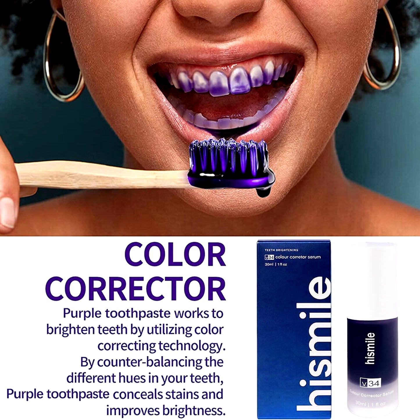 30Ml Purple Teeth Whitening Purple Toothpaste White Teeth Toothpaste for Pain Sensitive Teeth Teeth Whitening Toothpaste