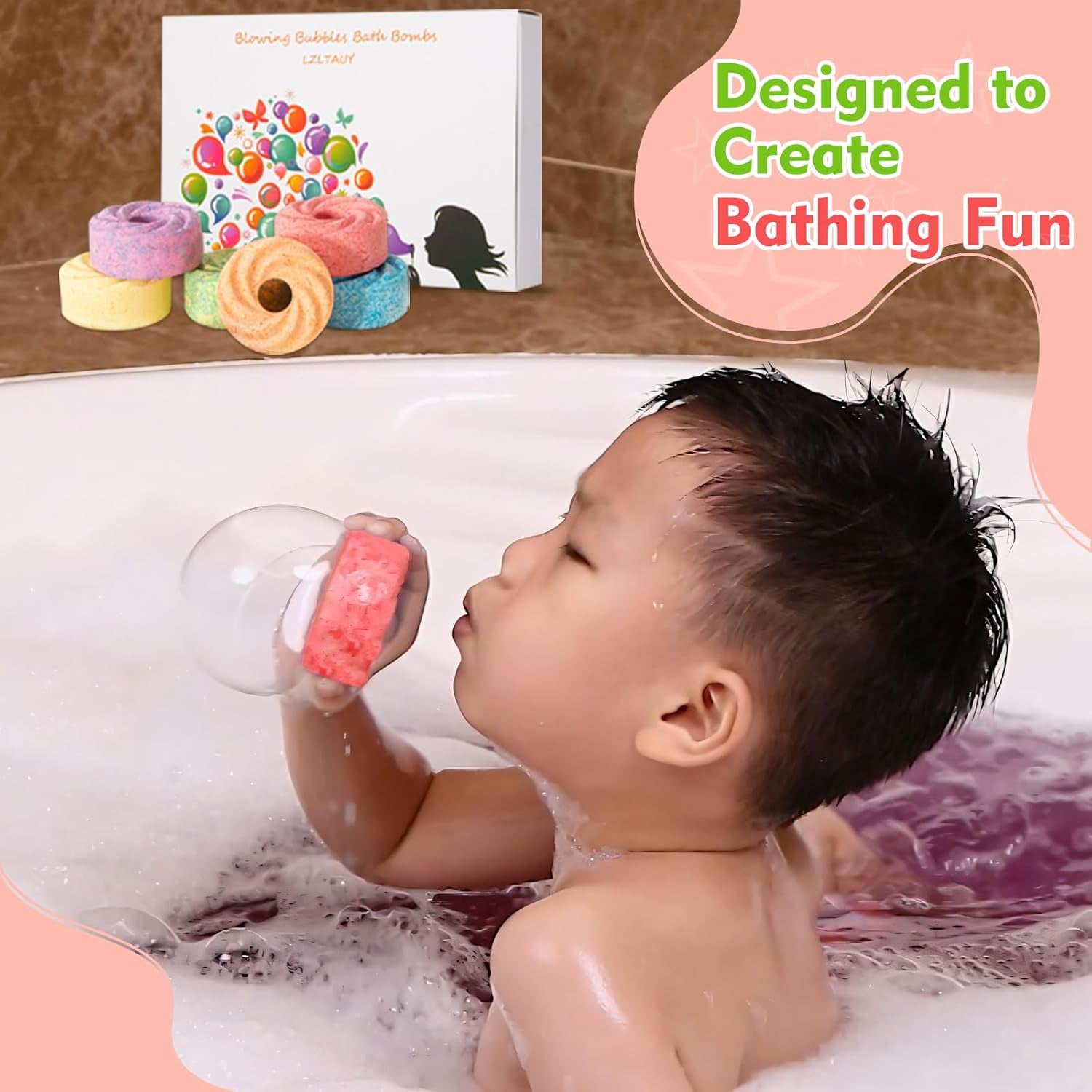 Bubble Bath Bombs for Kids, 6-Pack Natural, Organic Kids Bath Bombs with Essential Oils for Sensitive Skin, Bubble Play for Boys & Girls, Stress Relief Self Care Kit, Home SPA Gift Set